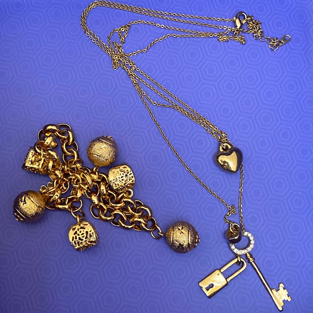 Set of necklace and bracelet gold tone - Picture 7 of 9